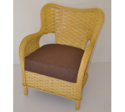 Ratanové křeslo Tokyo medové polstr hnědý melír