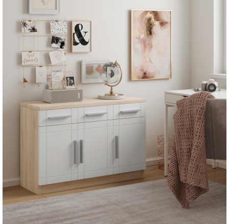 Komoda PARVIN Sonoma+Bílá