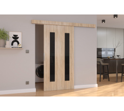 Posuvné dveře na stěnu HERS 86 Sonoma+Černý Lacobel