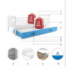 Dětská postel ERYK s přistýlkou 80x190 cm, včetně matrací, Bílá/Modrá