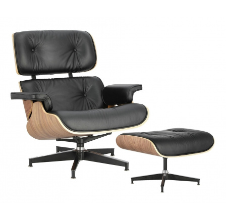 Křeslo Vip s podnožkou černé/ořech /standardní základna