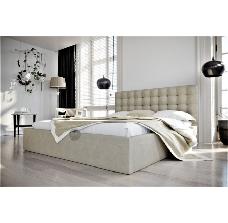 Postel LOFT - 160x200, Kovová na plynových zvedácích, béžová