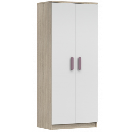 Šatní skříň 2D SMYK III - 06, Dub Sonoma/Bílá/Vřes