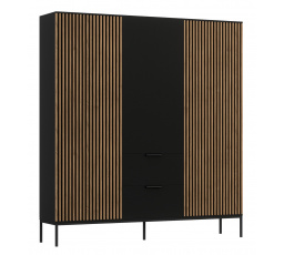 Šatní skříň MEORATI 185, Černá/Dub Artisan