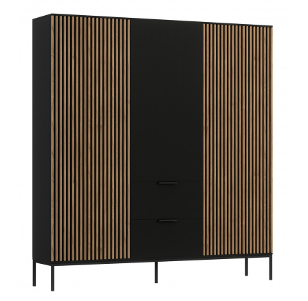 Šatní skříň MEORATI 185, Černá/Dub Artisan Šatní skříň MEORATI 185, Černá/Dub Artisan