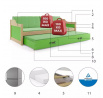 Dětská postel DAVID s matracemi, 90x200 cm, Přírodní/Zelená