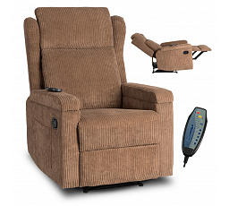 Rozkládací Masážní Křeslo SEBASTIAN Hnědý Manšestr