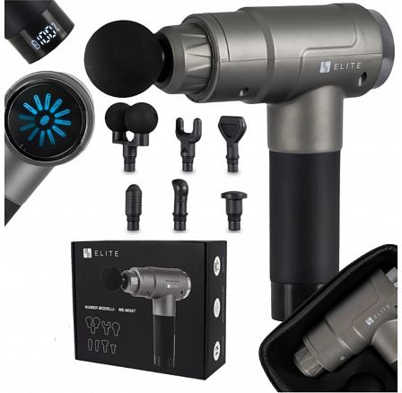 Masážní pistole ME-MG07 se 7 vyměnitelnými nástavci Šedá