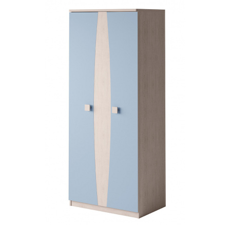 Šatní skříň TENUS TSZ2D T-15, dub santana/modrá