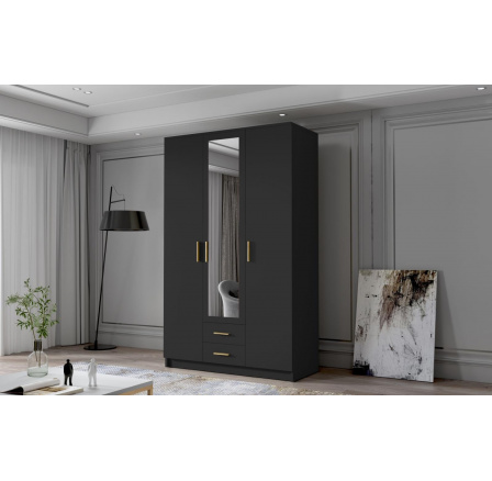 Skříň Arya II 120 - černá/zlaté úchytky