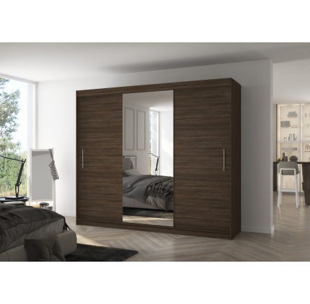 Posuvná skříň se zrcadlem DENIS 250 Choco+Choco Posuvná skříň se zrcadlem DENIS 250 Choco+Choco