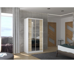 Posuvná skříň se zrcadlem DRAGONIS 100 Bílá+Sonoma