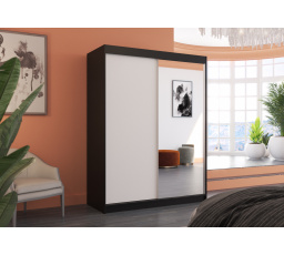 Posuvná skříň se zrcadlem JORDI 150 Černá+Bílá