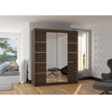 Posuvná skříň se zrcadlem TRAVES 180 Choco+Choco