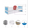 Dětská postel RICO 90x200 cm, s matrací, Bílá/Modrá