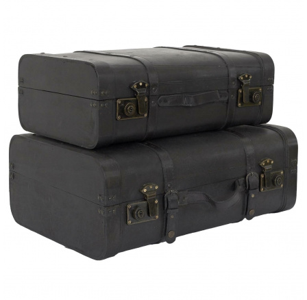 Sada 2 dekorativních kufrů Vintage černé