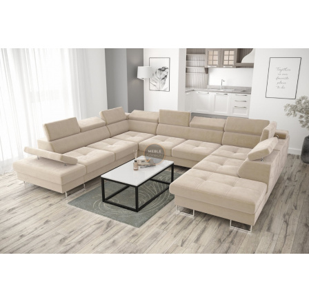 Rohová sedací souprava GALAXY MAX I s funkcí spaní 280x350x225 - béžová, levá