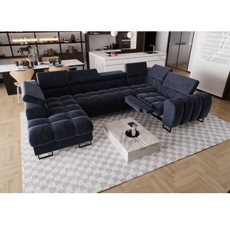 Rohová sedací souprava ASPEN MAX II , relax 198x350x170 cm - modrá , pravá