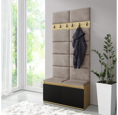 Předsíňová stěna EMI 1, Trinity 03/Artisan + černá Předsíňová stěna EMI 1, Trinity 03/Artisan + černá