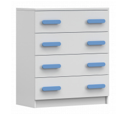 Komoda 4S SMYK I - 02, Bílá Mat/Modrá