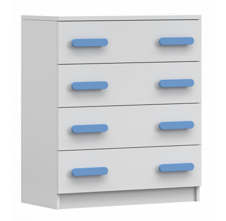 Komoda 4S SMYK I - 02, Bílá Mat/Modrá