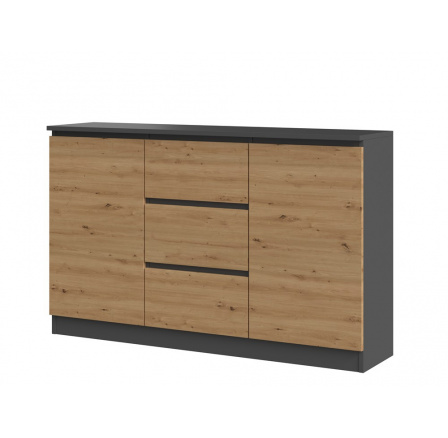 Komoda TOPA 2D3S 120,  ANTRACIT/DUB ARTISAN