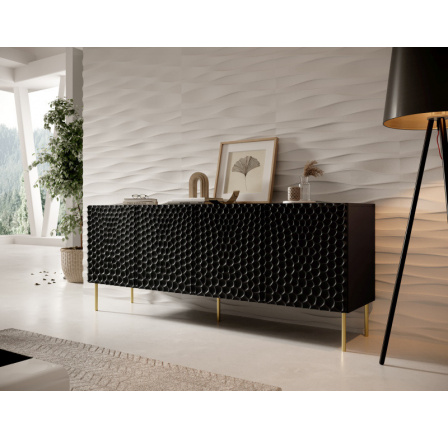 Komoda HOLE 190, černý mat/černý mat Komoda HOLE 190, černý mat/černý mat