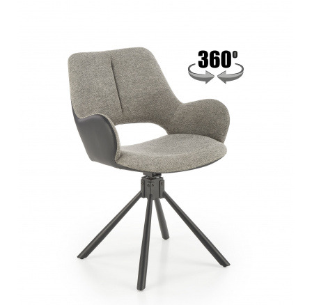 Jídelní otočná židle K494, Šedá/Černá