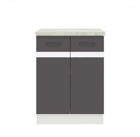 Kuchyňská dolní skříňka JUNONA D2D/60/82 bílá/bílý lesk/šedý wolfram