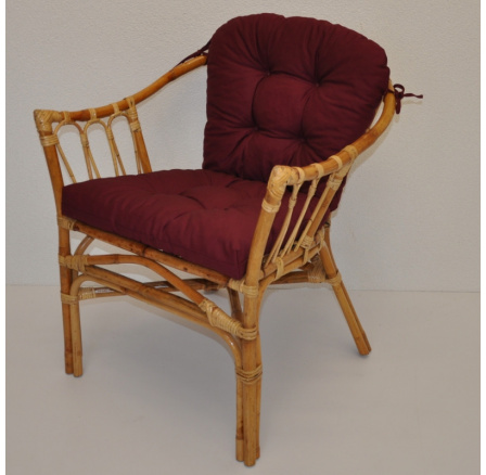 Ratanové křeslo Subaliu - polstr vínový kepr