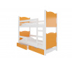 Dvoulůžková patrová postel s matracemi MARABA Bílá+Oranžová