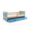 Dětská postel RICO 90x190 cm se šuplíkem, s matrací, Přírodní/Modrá