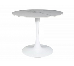 Jídelní stůl ESPERO, Calacatta ceremics/Bílý lesk