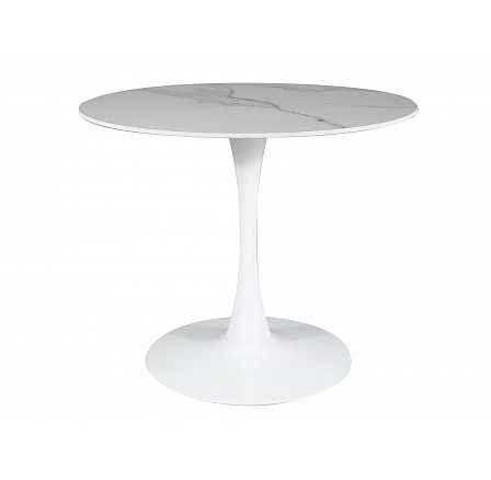 Jídelní stůl ESPERO, Calacatta ceremics/Bílý lesk