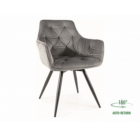 Jídelní otočná židle MANGO VELVET, Šedý Bluvel 14/Černá Jídelní otočná židle MANGO VELVET, Šedý Bluvel 14/Černá