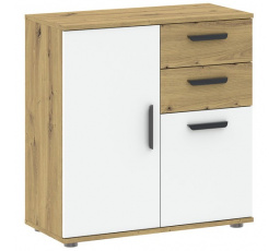 Komoda BASIC TWO 2D2S, Dub Artisan/Bílá