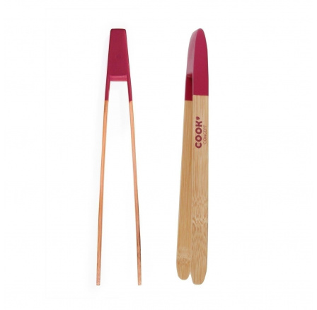 Bambusové kleště na servírování s magnetem červené