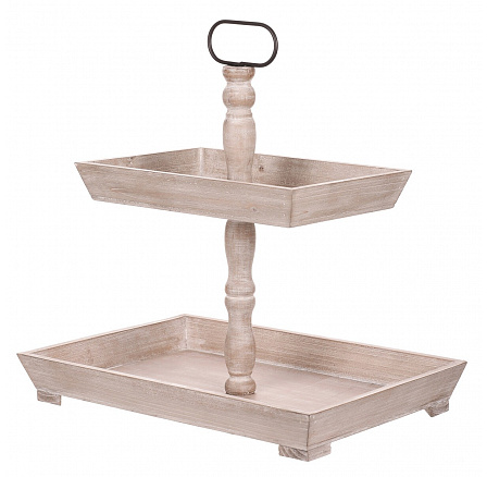 Etažér dřevěný - dvě patra, bílá barva