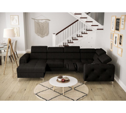 Rohová sedací souprava ORION MAX III , relax s funkcí spaní 165x320x190 cm - černá , pravá