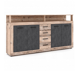 Komoda BLAGO 190 cm Surový Dub/Černá