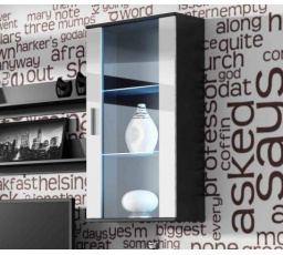 Závěsná vitrína SOHO S2, černá/bílý lesk