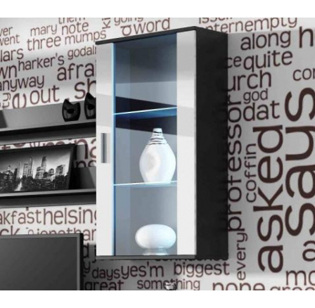 Závěsná vitrína SOHO S2, černá/bílý lesk