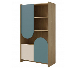 Knihovna Leya R7 dub cremona/macadamia/mořská modrá