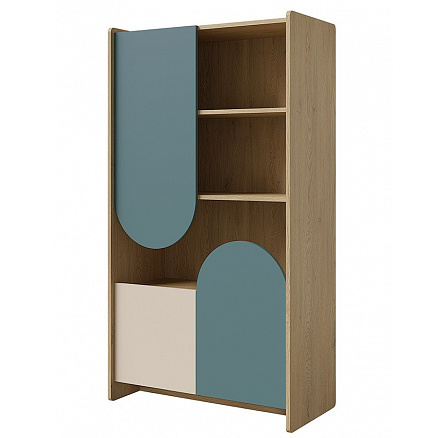 Knihovna Leya R7 dub cremona/macadamia/mořská modrá Knihovna Leya R7 dub cremona/macadamia/mořská modrá