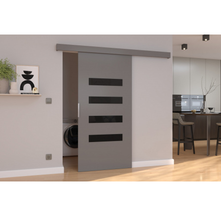 Posuvné dveře na stěnu FORLI 76 Gray+Black Lacobel Posuvné dveře na stěnu FORLI 76 Gray+Black Lacobel