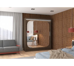 Posuvná skříň se zrcadlem a LED osvětlením ARIZONA 180 Choco+Choco