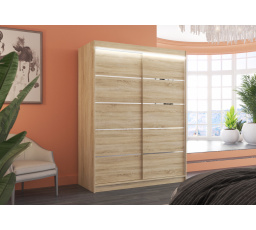 Posuvná skříň s LED osvětlením LUFT 150 Sonoma+Sonoma