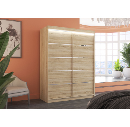 Posuvná skříň s LED osvětlením LUFT 150 Sonoma+Sonoma