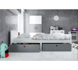 MLÁDEŽ AREK JEDNOLŮŽKO BÍLÝ RÁM GRAFIT ZÁSUVKA 80 X 200 KPL