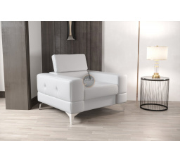 Křeslo v kůži  TOSCANIA přírodní kůže - bílá kůže